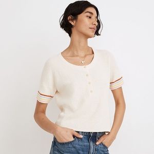 Madewell Henley Sweater Tee in Rainbow Stripe